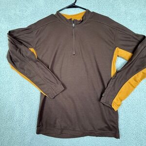 Prana‎ Breathe 1/4 Zip Pullover Long Sleeve Athletic Shirt Brown Orange M